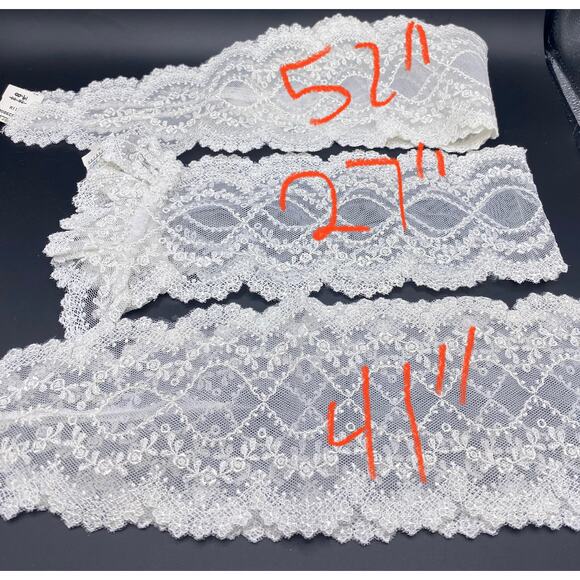 VTG Lace lot 46+ Yards Ruffled edging crochet bridal Nordstrom white color sew - Picture 6 of 14